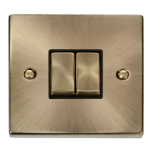 Image of Click Scolmore Deco Ingot 2 Gang 10AX 2 Way Plate Switch - VPAB412BK