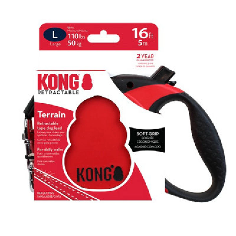 Image of Kong Terrain Retractable Red L Up To 50Kg 5M