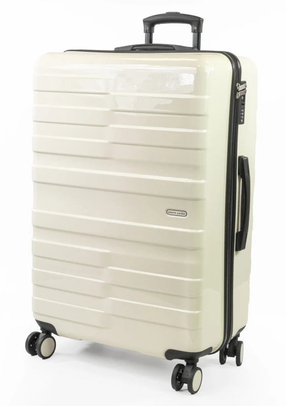 Image of Pierre Cardin Provence Lightweight Luggage 8 Wheels TSA Locks Hardshell Suitcase in White Size: Medium White Unisex Medium