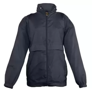 Image of SOLS Kids Unisex Surf Windbreaker Jacket (Water Resistant And Windproof) (5-6) (Navy)
