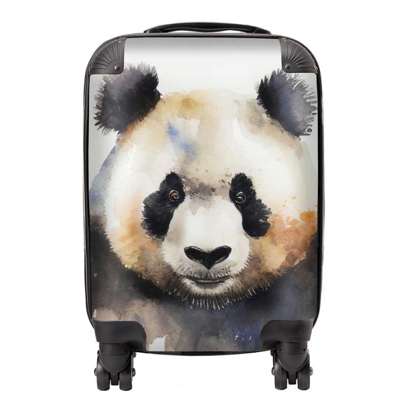 Image of Warren Reed - Designer Panda Watercolour Suitcase in Brown Size: Small Brown Unisex Small