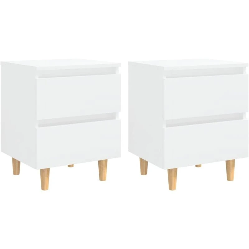 Image of VIDAXL Bed Cabinets & Pinewood Legs 2 pcs High Gloss White 40x35x50cm Vidaxl 8720286356739