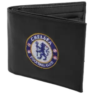 Image of Chelsea FC Mens Official Leather Wallet With Embroidered Football Crest (One Size) (Black)