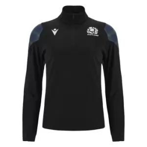 Image of Macron Scotland Rugby 6 Nations Quarter Zip Fleece 2023 2024 Adults - Black