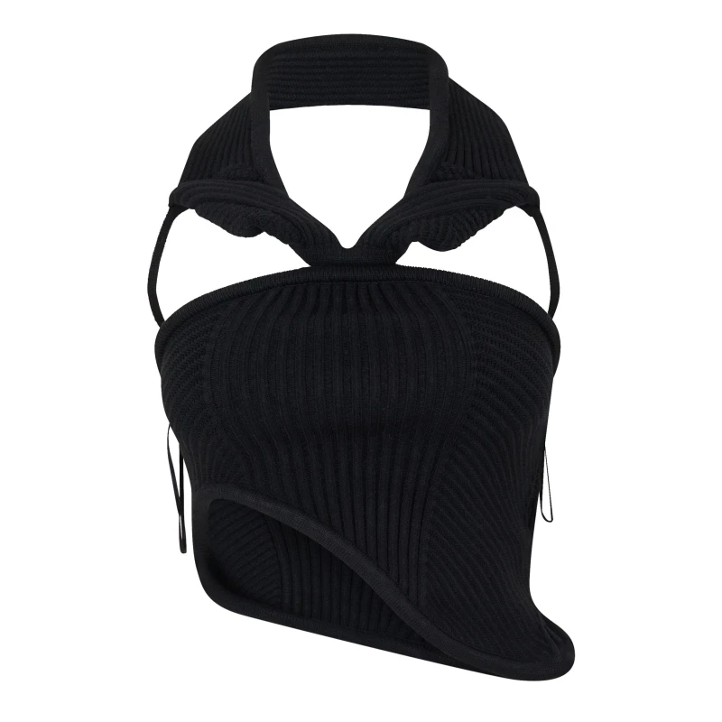 Image of Off White Womens Ribbed Textured Crew Neck Jumper Black female 6 (2XS)