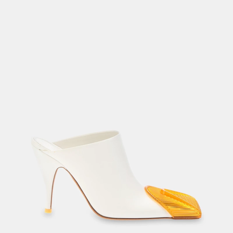 Image of Off White Kids Lunar Heeled Mules White Orange female 5 (38)