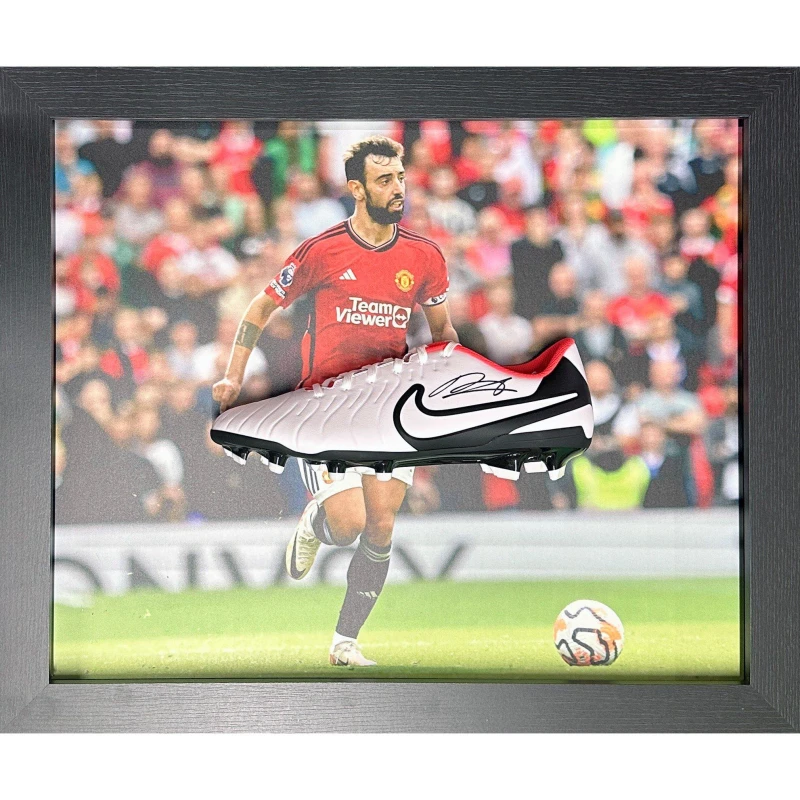 Image of AllStarSignings Ltd Bruno Fernandes signed & framed Nike football boot White unisex One Size