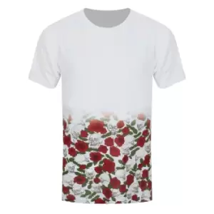Image of Grindstore Skulls & Roses Fade MenA's Sub T-Shirt (L) (White/Red)