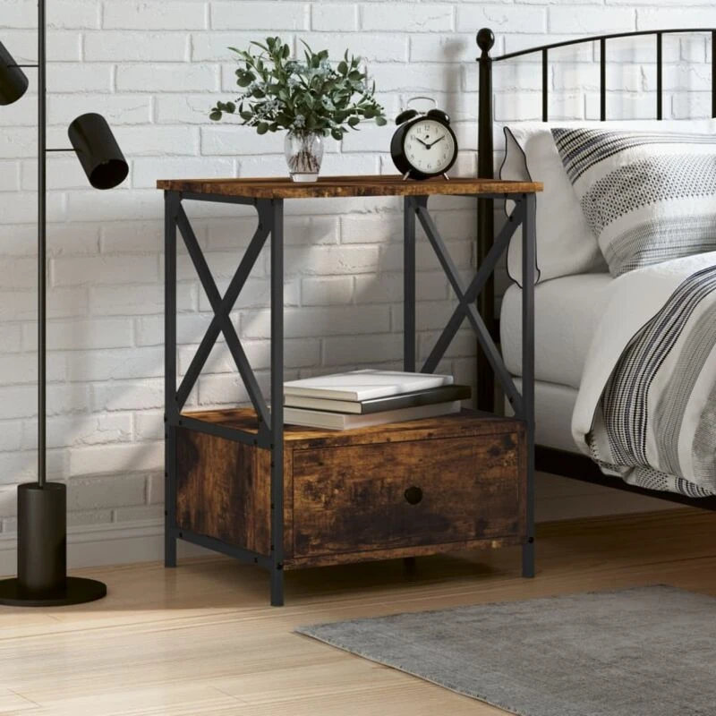 Image of VIDAXL Bedside Table Smoked Oak 50x41x65cm Engineered Wood Vidaxl 8720845940461