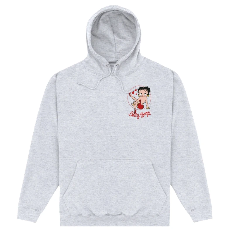 Image of Betty Boop Mens Strike A Pose Hoodie in Grey Size: Small Grey Male S