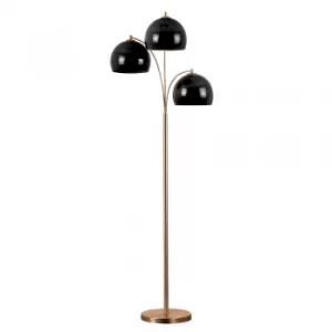 Image of Dantzig Copper 3 Arm Floor Lamp with Black Dome Shades