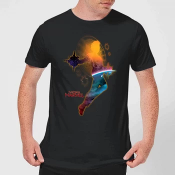 Image of Captain Marvel Nebula Flight Mens T-Shirt - Black - 4XL - Black