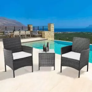 Image of Neo Direct Grey 3 Piece Rattan Bistro Set - Black