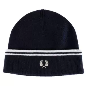 Image of Fred Perry Twin Tipped Merino Wool Beanie, Navy, Men