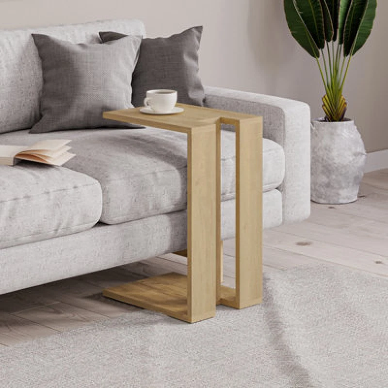 Image of Decortie C-table End Table 40X30X57Cm Particleboard Oak, Cream 8680812199349