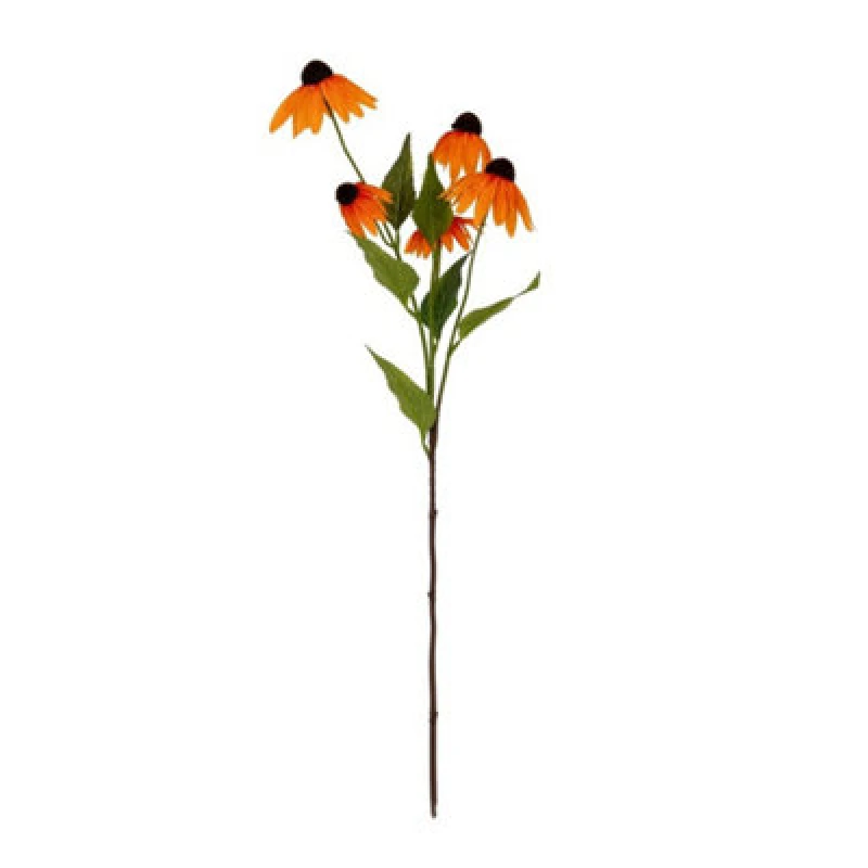 Image of Hill Interiors Orange Echinacea Spray Artificial Flower - Plastic - L23 X W13 X H75cm - Orange