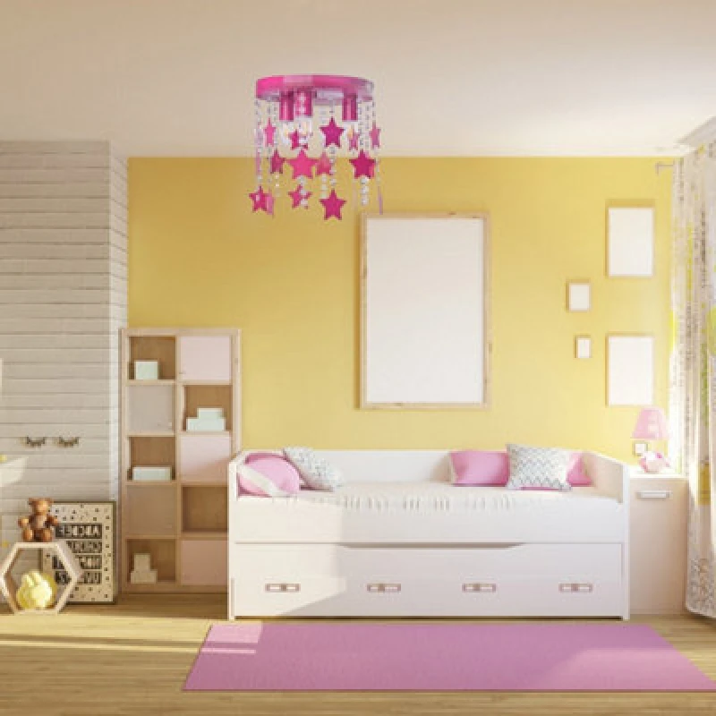 Image of Milagro Ceiling Lamp Star 3Xe27 Hot Pink Attractive Hand Made Chandelier With Suspended Crystals And Stars