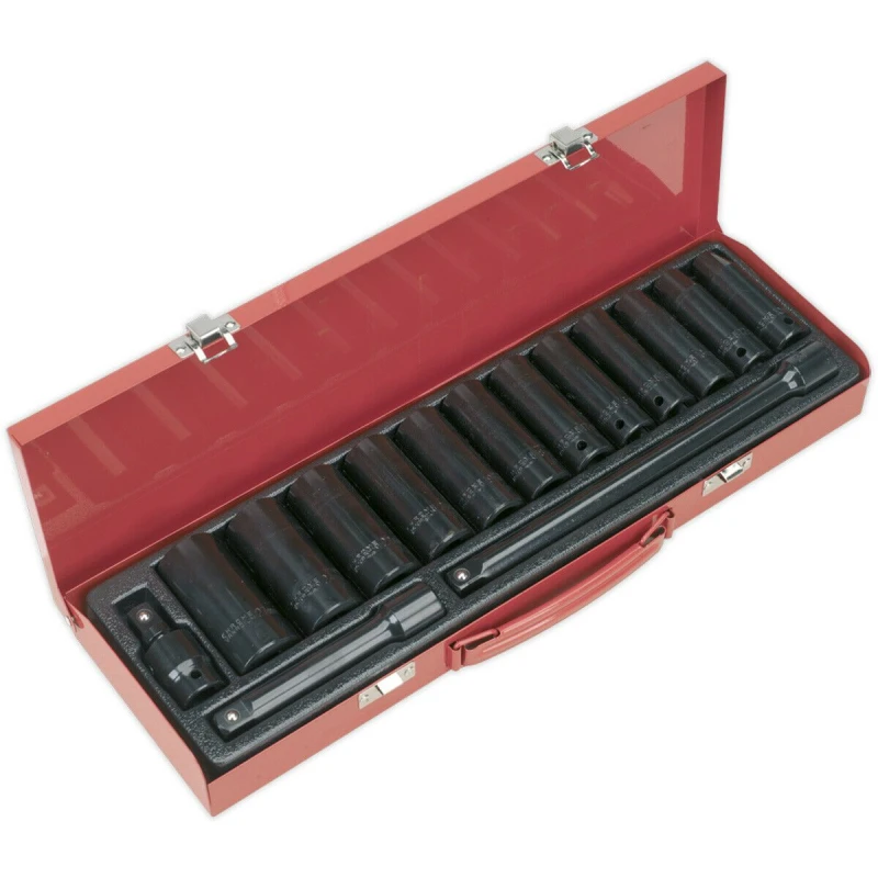 Image of Loops 15 Piece Impact Socket Set - 1/2" Sq Drive - Deep Sockets - Corrosion Resistant Multi
