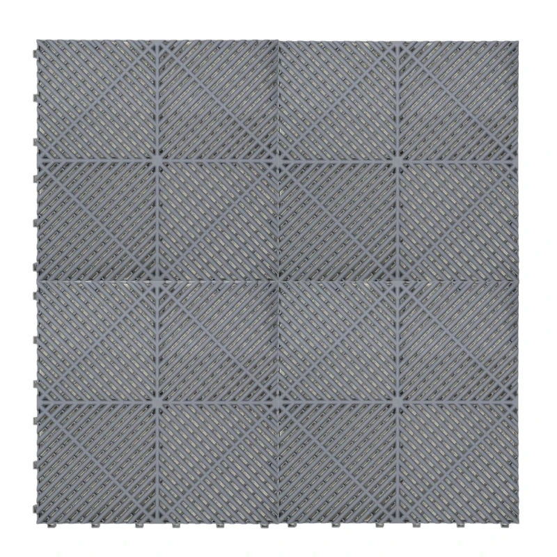 Image of Monstershop Vented Garage Floor Tiles Grey (x120) with Edges (x46) Grey