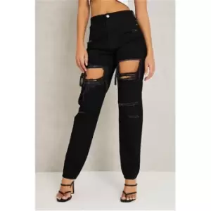 Image of I Saw It First Black Distressed Mom Jeans - Black