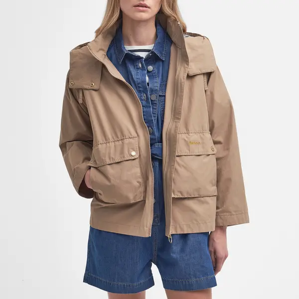 Image of Barbour Perez Showerproof Waxed Cotton-Blend Jacket - UK 8 Multi Coats and Jackets female LSP0171SN31 UK 8