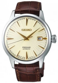 Image of Seiko Mens Presage Automatic Brown Leather Strap Watch