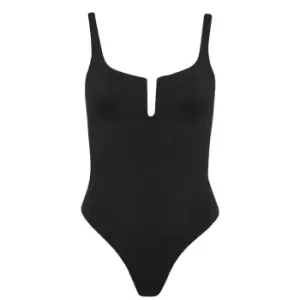 Image of GOOD AMERICAN Scuba U Ring Corset Bodysuit - Black