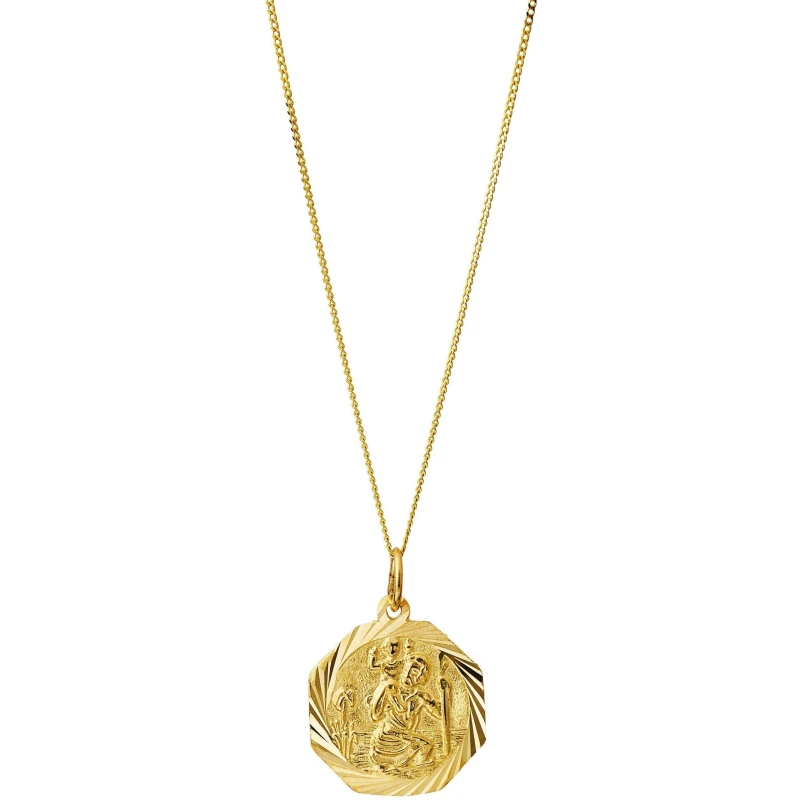 Image of Be You 9ct Gold Hexagonal St Christopher Pendant Gold One Size