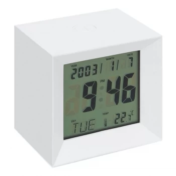 Image of WILLIAM WIDDOP LCD Cube Multifunction Alarm Clock - White