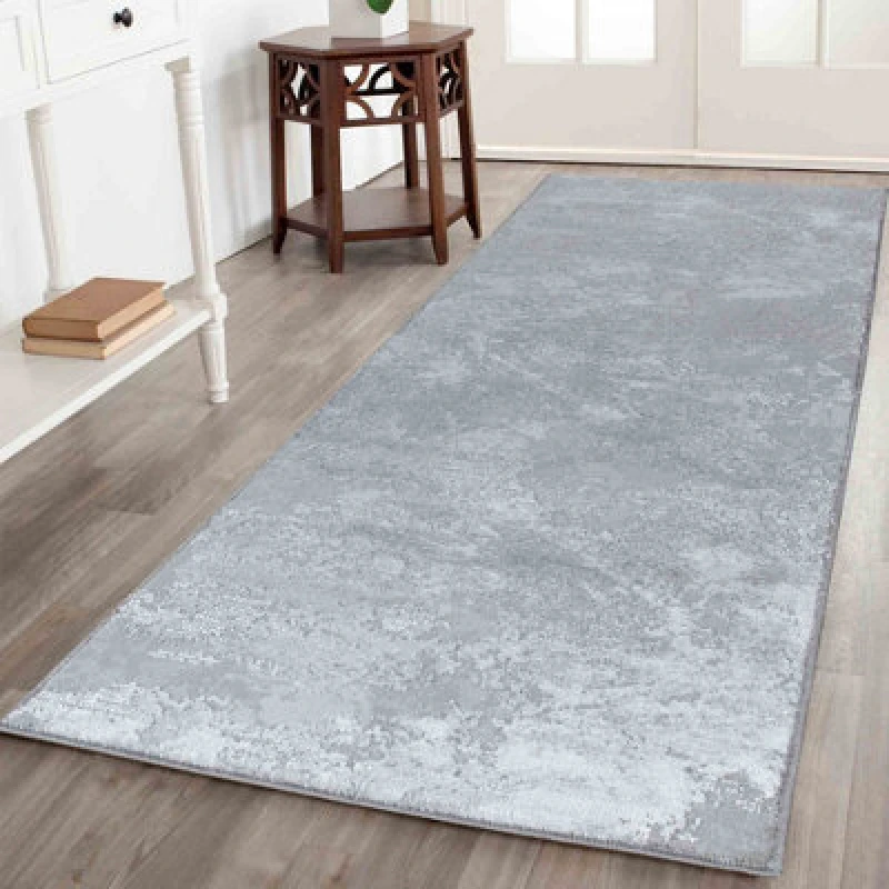Image of Modern Abstract Sprayed Grunge Texture Area Rugs Grey 60X220 Cm