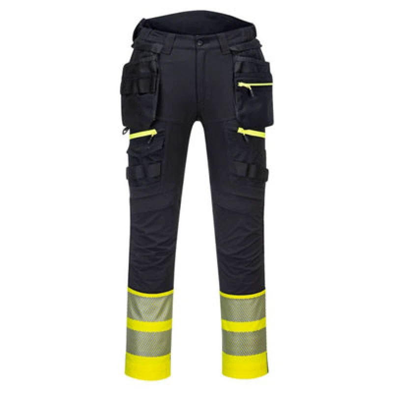 Image of Portwest DX4 Hi Vis Detachable Holster Pocket Class 1 Trousers DX445YBR28 Colour: Yellow / Black