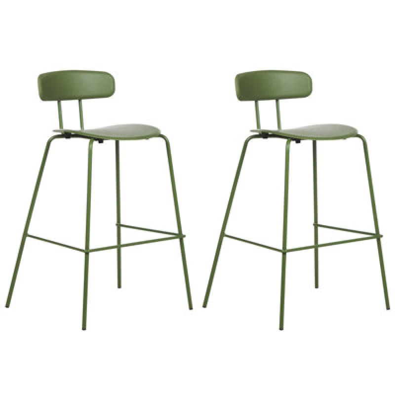 Image of Beliani Set Of 2 Bar Chairs Sibley Green