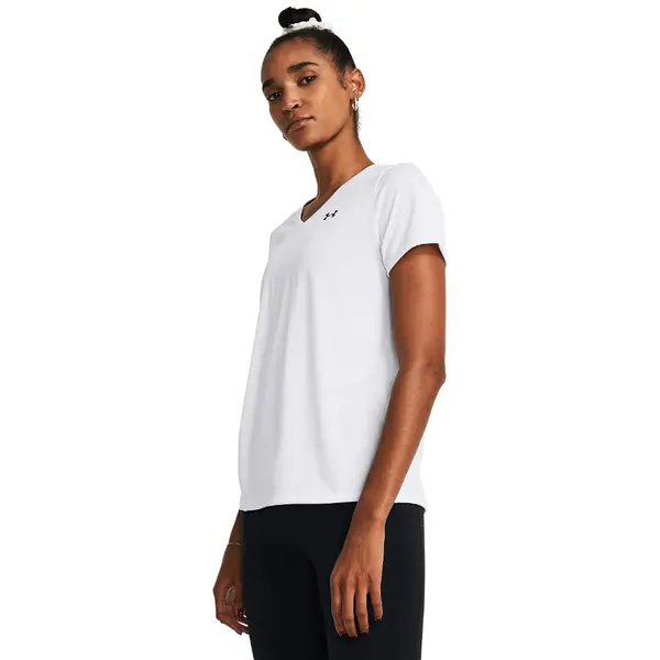 Image of Under Armour Womens Tech SSV Short Sleeve V Neck T Shirt M- Bust 36 - 38' White 1384229-100-M