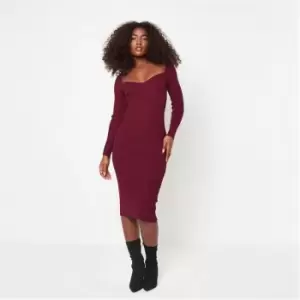 Image of Missguided Petite Rib Sweetheart Neck Knit Midaxi Dress - Purple