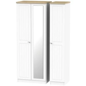 Image of Robert Dyas Wilcox Ready Assembled 3-Door Mirrored Wardrobe - Porcelain Ash