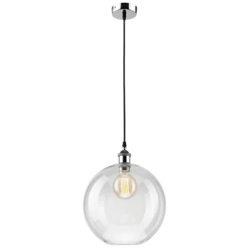 Image of Lamkur Lighting - Globe Pendant Ceiling Lights Chrome, 1x E27