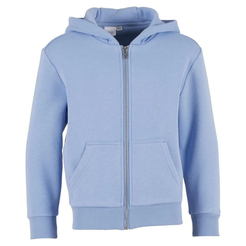 Image of Build Your Brand Fluffy Full Zip Hoodie in Blue Size: 11-12 Years Blue Unisex 11-12 Years