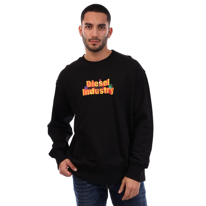 Image of Diesel S-Macs Crew Neck Sweatshirt Black male S