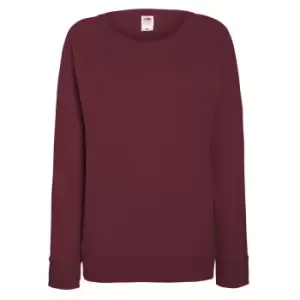 Image of Fruit OF The Loom Ladies Fitted Lightweight Raglan Sweatshirt (240 GSM) (M) (Burgundy)