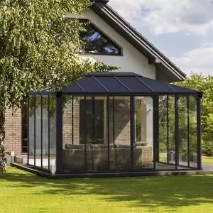 Image of Palram - Canopia Ledro Grey Rectangular Gazebo, (W)4.3M (D)2.96M