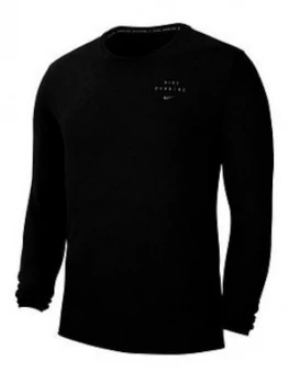 Image of Nike Running Miler Long Sleeve Top - Black Size M Men