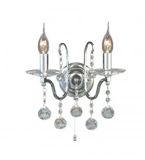 Image of Wall Lamp Switched 2 Light Polished Chrome, Crystal