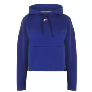 Image of Tommy Sport Crop Taped Hoodie - Blue