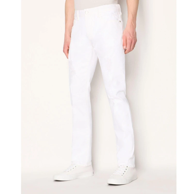 Image of Armani Exchange J13 Slim-Fit Jeans White male 28S