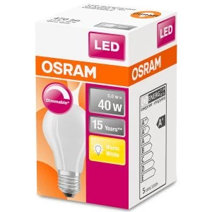 Image of Osram Classic A 40W Frosted Filament Dimmable ES Bulb - Warm White