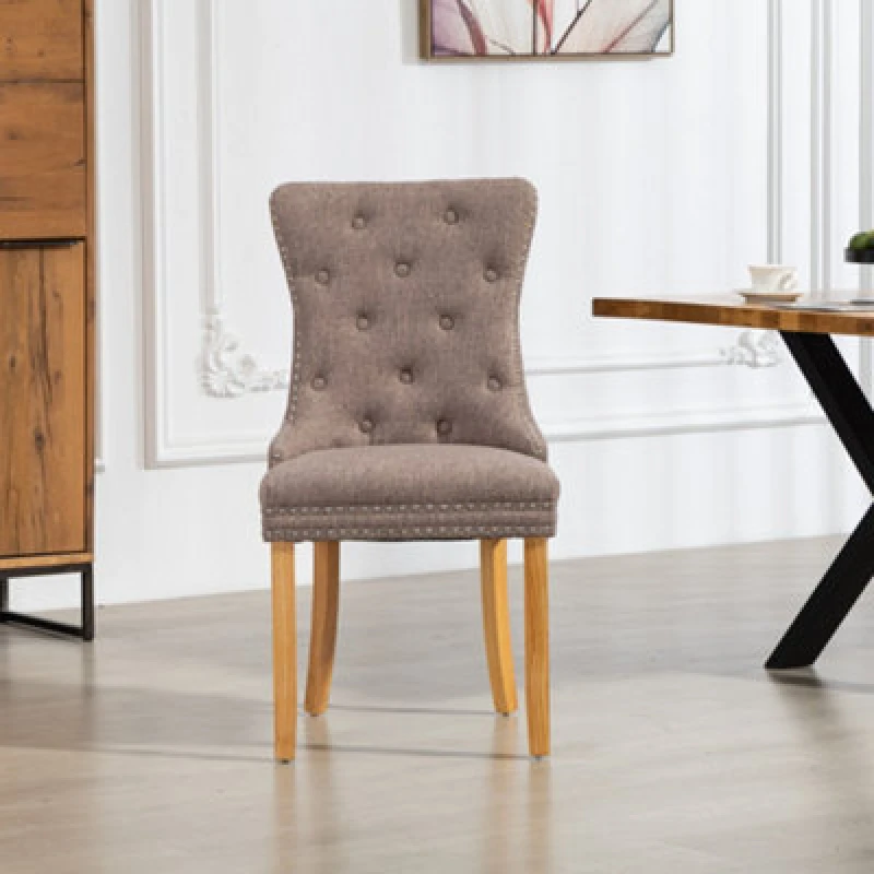 Image of Artemis Home Rezzato Fabric Dining Chairs - Set of 2 in Dark Brown Size: 2 Pack Dark Brown Unisex 2 Pack