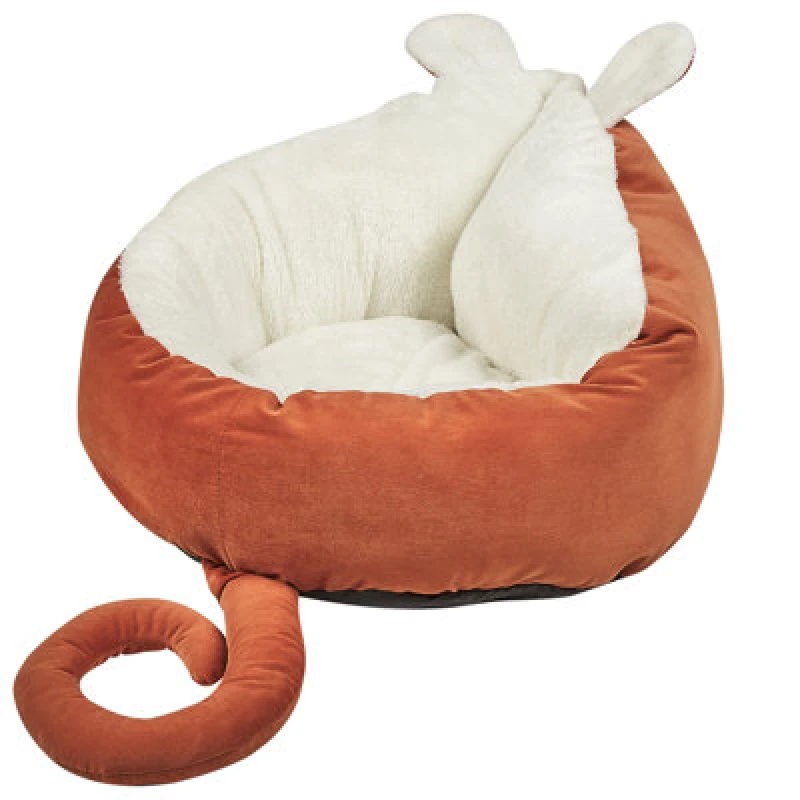 Image of Beliani Traditional Pet Bed Hassa Velvet Orange