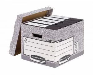 Image of Fellowes Bankers Box Cardboard Storage Box Medium Duty Pack of 2 Grey