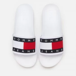Image of Tommy Jeans Mens Flag Pool Slide Sandals - White - UK 8