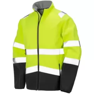 Image of Result - Safeguard Mens Printable Safety Softshell Jacket (4XL) (Fluorescent Yellow/Black) - Fluorescent Yellow/Black